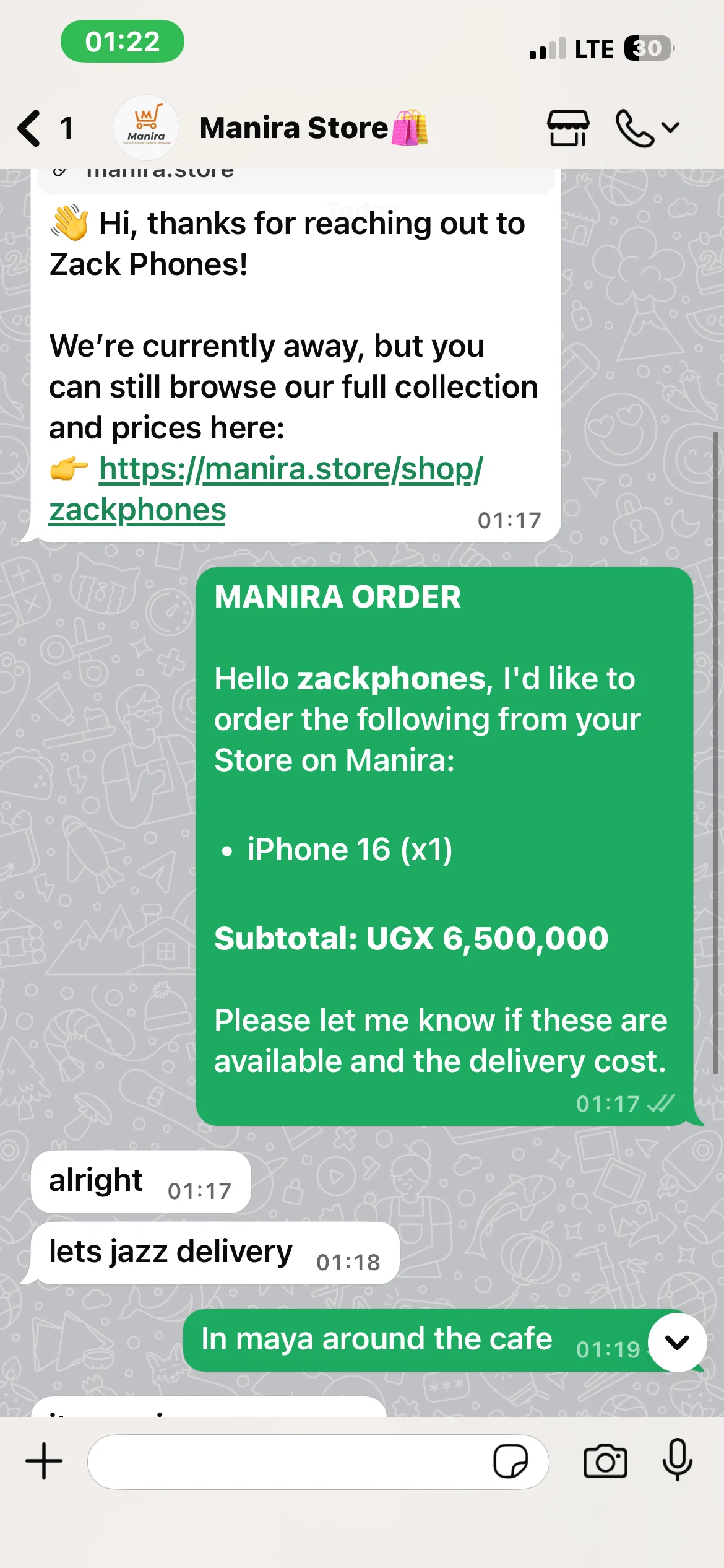 WhatsApp Structured Order Screenshot